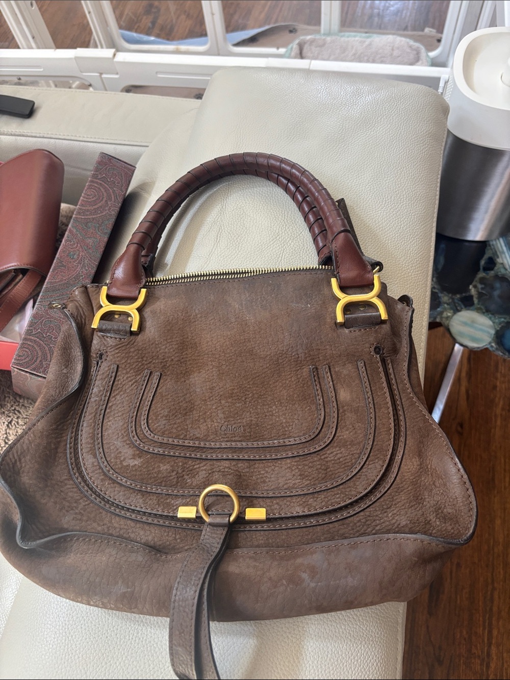 Chloe brown suede satchel gold hardware